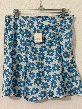 Free People Women’s Blue Floral Mini Skirt NWT Size M High Waist Flowy A-Line